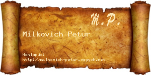 Milkovich Petur névjegykártya